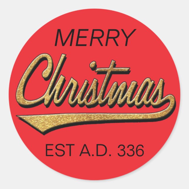 Merry Christmas Retro Stickers Round (Front)