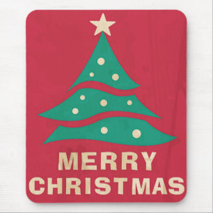 Merry Christmas Retro Tree Mouse Pad