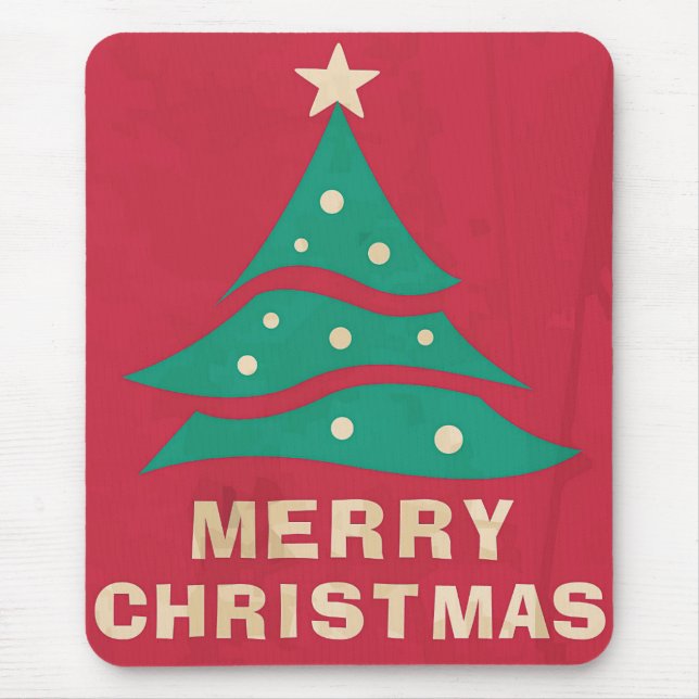 Merry Christmas Retro Tree Mouse Pad (Front)