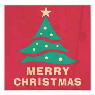Merry Christmas Retro Tree Photo Print