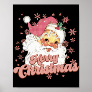 Merry Christmas Retro Tygraphy Santa Nk Hat T Shir Poster