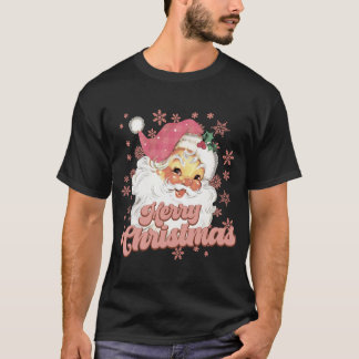 Merry Christmas Retro Tygraphy Santa Nk Hat T Shir T-Shirt