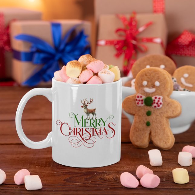 Merry Christmas Retro Typography Coffee Mug (Creator Uploaded)