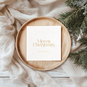 Merry Christmas Retro Typography Foil Napkins