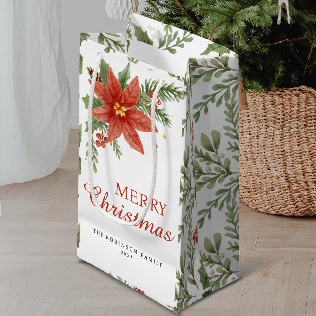 Merry Christmas Retro Typography Holiday Season Small Gift Bag (Creator Uploaded)