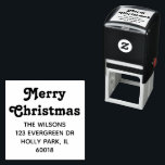 Merry Christmas Retro Typography Return Address Self-inking Stamp<br><div class="desc">Add a personalised finishing touch to holiday card envelopes with a stylish retro return address self-inking stamp. The greeting on this template is simple to customise to any wording, such as Merry Christmas, Happy Holidays, Seasons Greetings, or Happy New Year. As an option, change the retro text to your name,...</div>