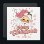 Merry Christmas Retro Typography Santa Pink Hat<br><div class="desc">Merry Christmas pink retro typography with a Santa Claus with a pink hat.</div>