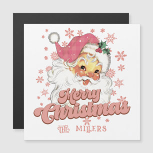 Merry Christmas Retro Typography Santa Pink Hat