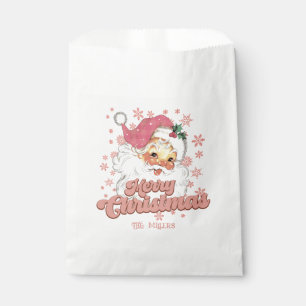Merry Christmas Retro Typography Santa Pink Hat Favour Bag