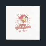 Merry Christmas Retro Typography Santa Pink Hat Napkin<br><div class="desc">Merry Christmas pink retro typography with a santa claus with a pink hat.</div>