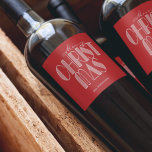 Merry Christmas Retro Typography Wine Label<br><div class="desc">Merry Christmas in a retro script and your names in chic lettering,  personalise these wine bottle labels to serve at your holiday party or to give as gifts or party favours for business gifts,  corporate gifts. CHANGE the background colour to anything.</div>