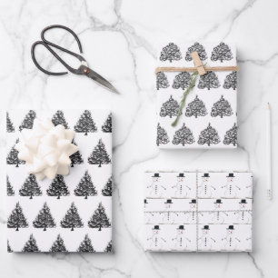 Merry Christmas Retro Vintage Xmas Party Snowman Wrapping Paper Sheet