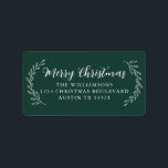 Merry Christmas Return Address Foliage Dark Green Label<br><div class="desc">Elegant simple Merry Christmas family return address label with white elegant handwritten script calligraphy and stylish typography on a dark green background featuring pretty hand drawn foliage. Simply add name and address. Exclusively designed for you by Happy Dolphin Studio. If you need any help or matching products please contact us...</div>