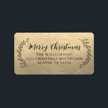 Merry Christmas Return Address Foliage Gold Label<br><div class="desc">Elegant simple Merry Christmas family return address label with black elegant handwritten script calligraphy and stylish typography on a champagne gold background featuring pretty hand drawn foliage. Simply add name and address. Exclusively designed for you by Happy Dolphin Studio. If you need any help or matching products please contact us...</div>
