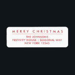 Merry Christmas Return Address Label | White<br><div class="desc">Merry Christmas return address labels with festive red text on a classic white background. Easily add your custom name and address.</div>