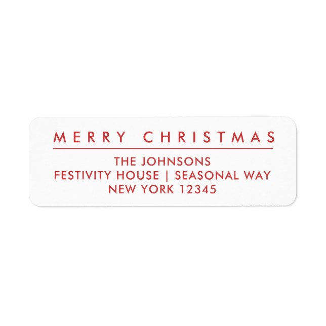 Merry Christmas Return Address Label | White (Front)