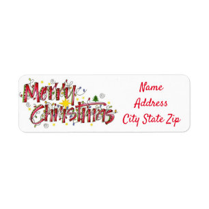 **MERRY CHRISTMAS** RETURN ADDRESS LABLE LABEL