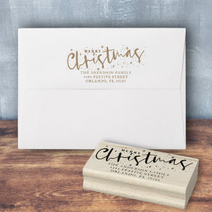 Merry Christmas Return Address  Rubber Stamp
