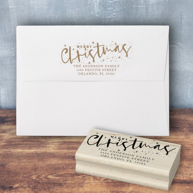 Merry Christmas Return Address  Rubber Stamp (Creator Uploaded)