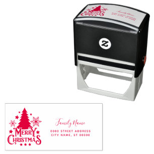 Merry Christmas Return Address Self-inking Stamp