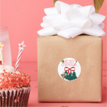 Merry Christmas Ribbon and Christmas Tree Stickers