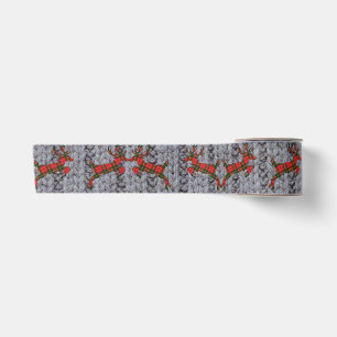 Merry Christmas Ribbon Yarn, Plaid, Deers, Cute, Satin Ribbon