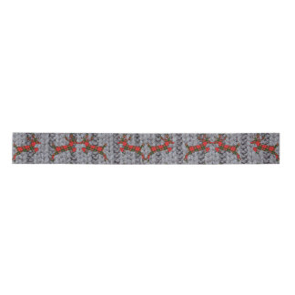 Merry Christmas Ribbon Yarn, Plaid, Deers, Cute,  Satin Ribbon