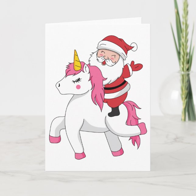 merry christmas riding unicorn card (Front)