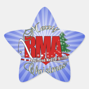 MERRY CHRISTMAS RMA REGISTERED MEDICAL ASSISTANT STAR STICKER