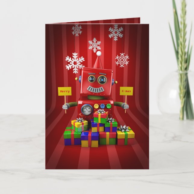 Merry Christmas Robot Holiday Card (Front)