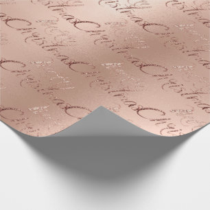Merry Christmas Rose Gold Glitter Script Elegant1 Wrapping Paper