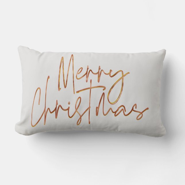 Merry Christmas rose gold hollyday lettering Lumbar Cushion (Front)
