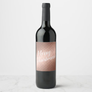 Merry Christmas rose gold minima Wine Label