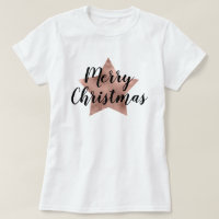 Merry Christmas Rose Gold Pink Star