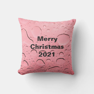 Merry Christmas Rose Gold Pink Water Drop Abstract Cushion