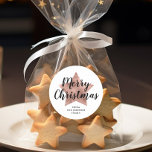 Merry Christmas Rose Gold Star Classic Round Sticker<br><div class="desc">Personalised Custom Merry Christmas Rose Gold Star Classic Round Sticker</div>
