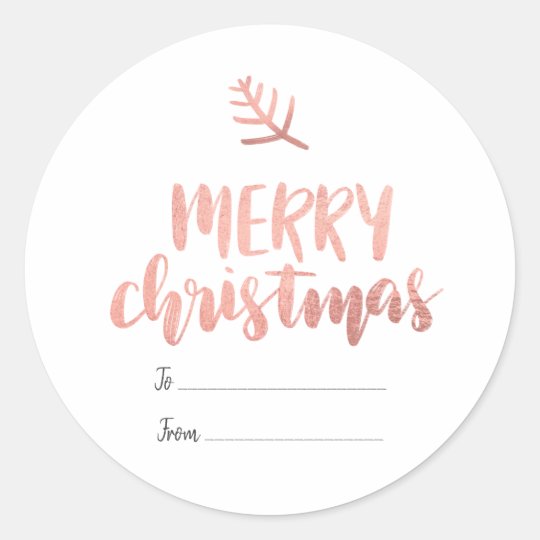 Merry Christmas Rose Gold Typography | Gift Tag | Zazzle.com.au