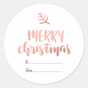Merry Christmas Rose Gold Typography Gift Tag