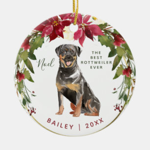 Merry Christmas Rottweiler   Add Your Dog's Photo Ceramic Ornament