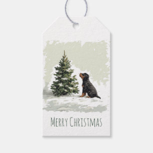 Merry Christmas Rottweiler Dog Christmas Tree Gift Tags