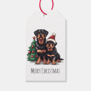 Merry Christmas Rottweiler Dog Christmas Tree Gift Tags