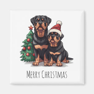 Merry Christmas Rottweiler Dog Christmas Tree Magnet