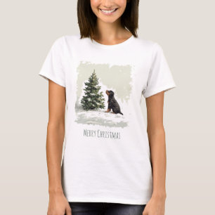 Merry Christmas Rottweiler Dog Christmas Tree T-Shirt
