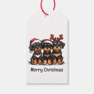Merry Christmas Rottweiler Dog Santa Gift Tags