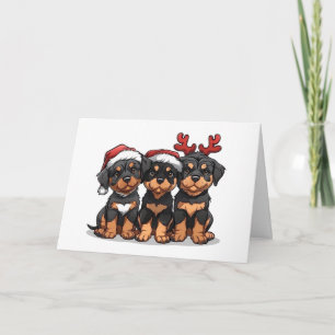 Merry Christmas Rottweiler Dog Santa Holiday Card