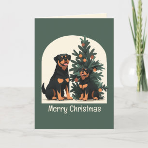 Merry Christmas Rottweiler Dogs Holiday Card