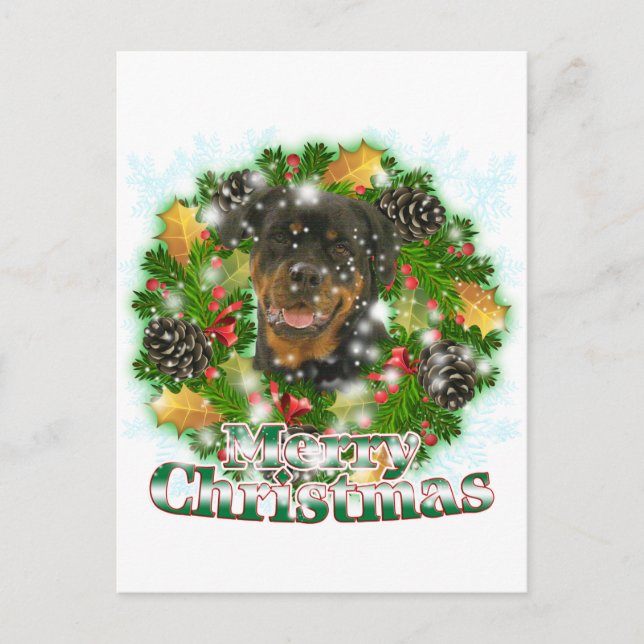 Merry Christmas Rottweiler Holiday Postcard (Front)