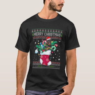 Merry Christmas Rottweiler In Sock Pajama Funny Xm T-Shirt
