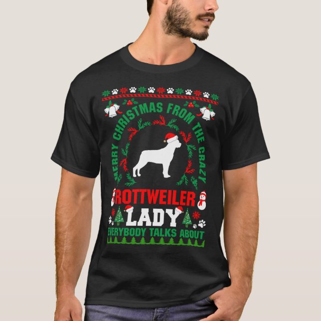 Merry Christmas Rottweiler Lady Ugly Sweater  Fitt (Front)