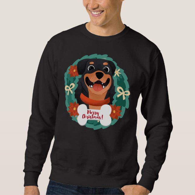 Merry Christmas Rottweiler Sweatshirt (Front)